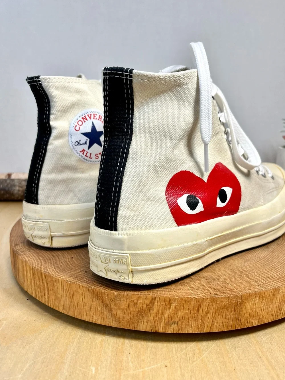 Comme des Garçons PLAY Converse Cream Canvas Size 9 Womens 7 Mens